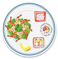 Aerial view of food on the plate vector