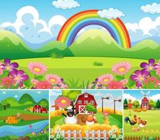 Set of different farm scenes  vector