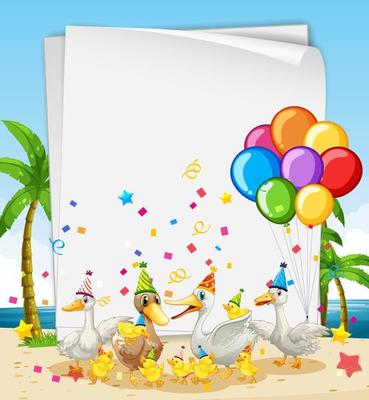 Paper template with animals in party theme