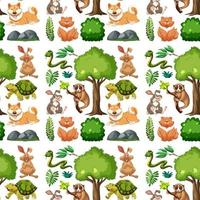 Wild animals and trees seamless pattern vector