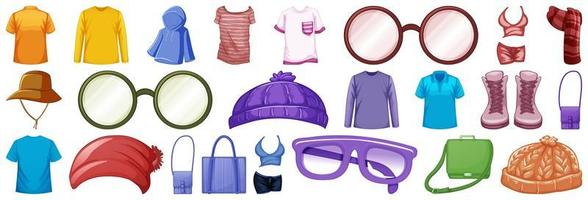 Set of fashion outfits and accessories vector