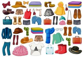 Set of fashion outfits and accessories vector