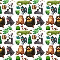 Wild animals and trees seamless pattern vector
