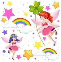 Set of fairy tale fantasy cartoon characters vector