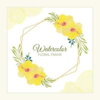 Rustic hibiscus flower frame in watercolor vector