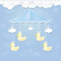 Baby blue mobile with duckling toys vector