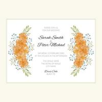 Watercolor flower ornament wedding invitation template vector