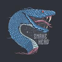 Blue phyton snake head design vector