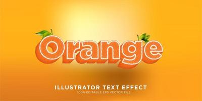 efecto de texto de fruta naranja vector