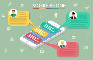Smartphone New Message Chat App Design vector