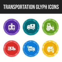 Transportation unique glyph icon set vector