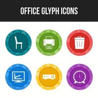 Office icon set of six vector