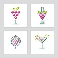 conjunto de iconos de bebidas y frutas vector