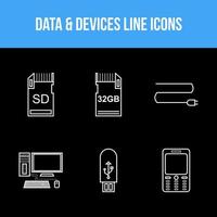 conjunto de iconos de datos y dispositivos vector