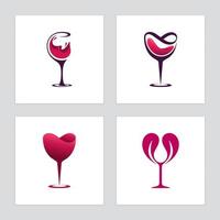 conjunto de iconos de copas de vino vector