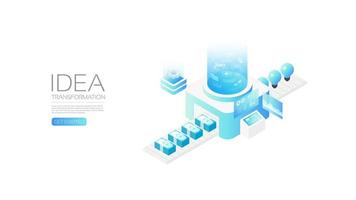 Idea transformation concept isometric banner design vector