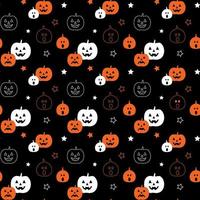 Halloween pumpkins seamless pattern with stars vector