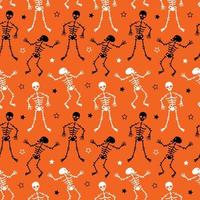Halloween skeletons and stars seamless pattern vector