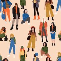 Seamless pattern with diverse women 