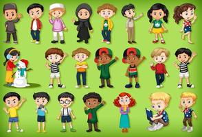 Large set of children doing different activities vector