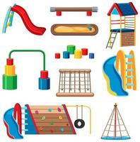 Set of kids playground in the park isolated vector