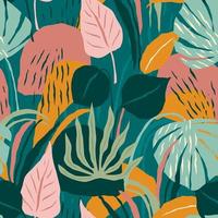 Contemporary seamless pattern with colorful foliage  vector