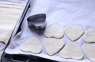 Heart-shaped puff pastry. photo