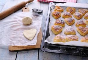 Heart-shaped puff pastry. photo