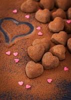 Heart shaped chocolate truffles photo