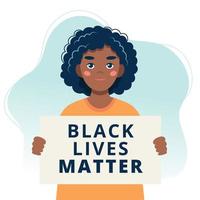 Woman protestor holding Black Lives Matter poster vector