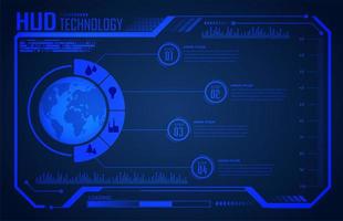 Binary Circuit Board Future Technology Blue World HUD vector