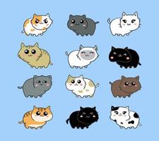 Cats with Various Expressions Set vector