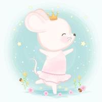 Princess baby mouse dancing vector