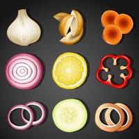 A set of sliced vegetables vector