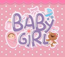 Baby girl text and elements vector