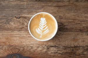 Top view of a Late coffee cup photo