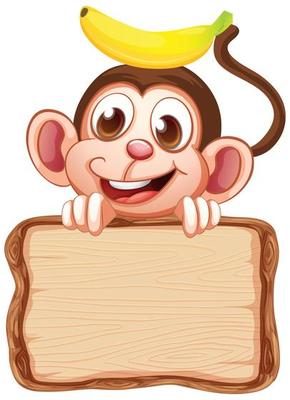 Board template with cute monkey