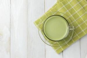 Green tea on green towel photo