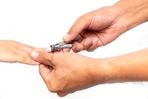 Clipping a child's nails photo