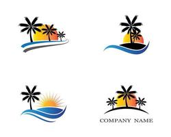 Palm tree summer icon set vector