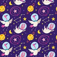Astronaut animals seamless pattern background vector