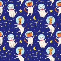 Astronaut animals seamless pattern background vector