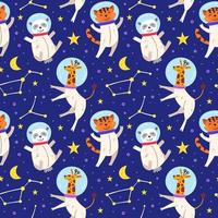 Astronaut animals seamless pattern background vector