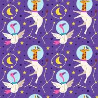 Astronaut animals seamless pattern background vector