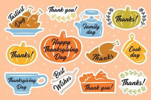 Colorful Thanksgiving sticker or label pack 
