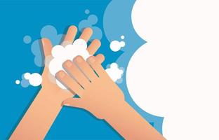 Washing hand with soap concept vector