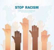 People of different skin color raise hands vector