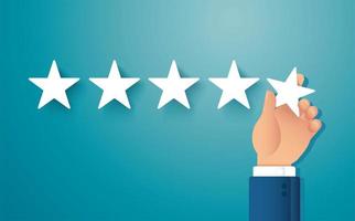 Hand giving five star rating vector