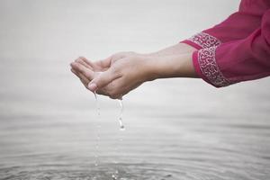 hand touch water