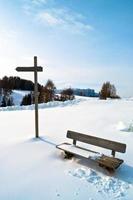 Wooden Winter bench with mark trial